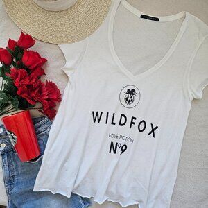 Wildfox Love Potion N°9 Graphic Deep V-Neck Tee - White - Size L